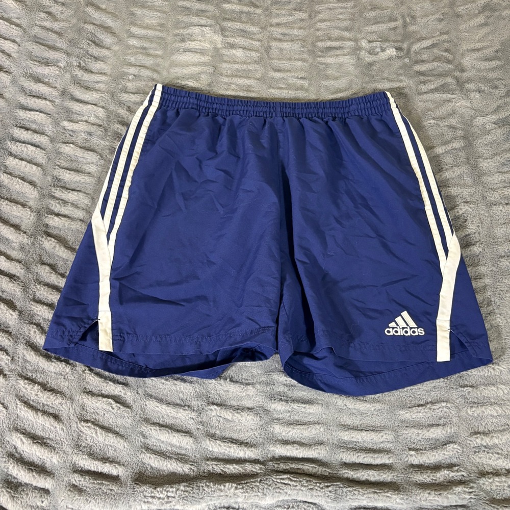 Adidas Mens XL Navy Blue White 3-Stripe Athletic Soccer Training Shorts AT462